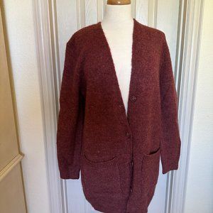 Forever 21 Burgundy Knitted Open Front Cardigan w/Pockets Size M